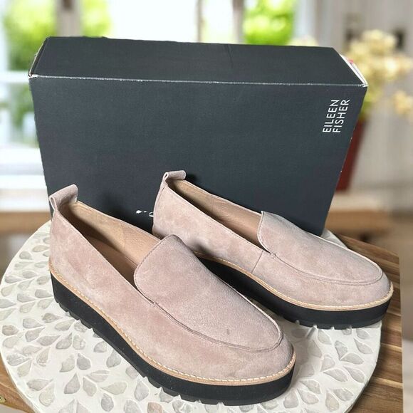 Eileen Fisher $225 Ells Leather Suede Loafer Wedge Platform Slip-On Women’s 7.5 - Picture 6 of 11